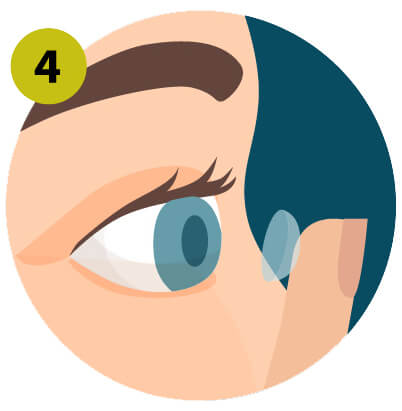 Place contact lens in eye